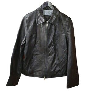 Guess Black Vintage 90s Soft Buttery Leather Jacket LG